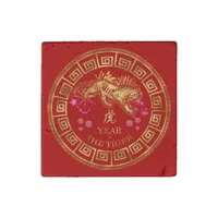 Chinese Zodiac Tiger Red/Gold ID542 Stone Magnet