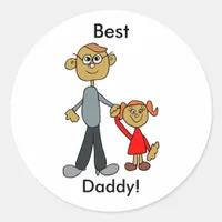Best Daddy Father's Day Father Daughter Cartoon Classic Round Sticker