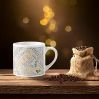 Coffee on Burlap Word Cloud Teal ID283 Espresso Cup