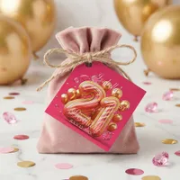 Hot Pink Gold Balloons Diamonds 21st Birthday Favor Tags