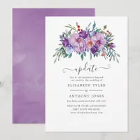Purple Magnolias and Roses Wedding Update Invitation