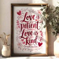 Love is Patient Love is Kind 1 Corinthians 13:4  Poster