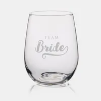 Cute Team Bride Bachelorette Party Stemless Wine Glass