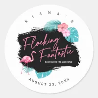 Flamingo Bachelorette Flocking Fantastic V2 ID930 Classic Round Sticker