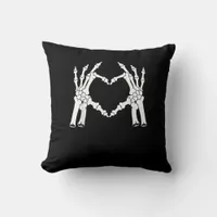 Halloween Skeleton Heart Hand Minimal Look Throw Pillow