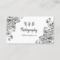 Black and White Fancy Border  Business Card