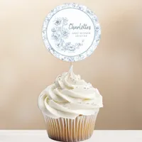 Dusty Blue Chinoiserie Baby Shower Favor Sticker