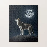 Full Moon Shining on the Wolf Blank Jigsaw Puzzle