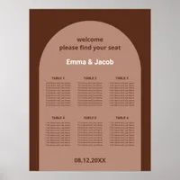 Mocha Brown Arch 6 Table Seating Chart Poster