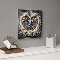 Romantic 1st Anniversary Paper Heart Square Wall Clock