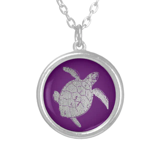 Silver marine turtle silver plated necklace