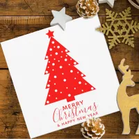 Red and White Merry Christmas Tree Silhouette Card