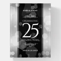 Elegant 25th Silver Wedding Anniversary Paperweight