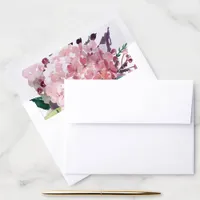 Elegant Floral Watercolor Pink Hydrangea Envelope Liner