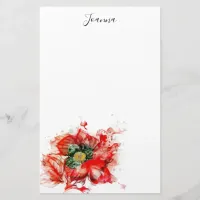 Faded Red Watercolor Macro Blossom Stationery