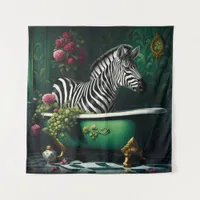 Zebra in a Bathtub Tapestry