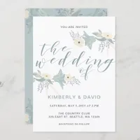 Dusty Blue Floral Wedding Invitation