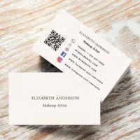 Beige cream qr code social media business card