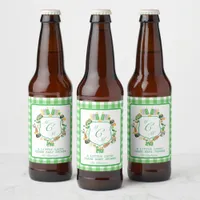 Lucky charm Monogram  Gingham Beverage Label Set