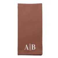 Dark Terracotta and White Wedding Monogram Cloth Napkin