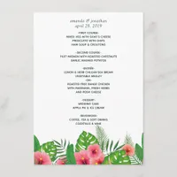 Watercolor Tropical Leaves Beach Wedding Menu