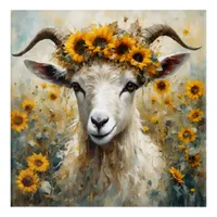 Adorable Angora Goat in the Sunflower Fields Acrylic Print
