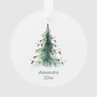 Minimalist Watercolor Christmas Tree Ornament