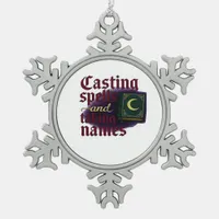 Whimsigoth Fantasy – Mystical Forests, Moons & Mag Snowflake Pewter Christmas Ornament