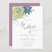 Watercolor Cactus Succulents Wedding Invitation