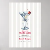 Cherry on Top Martini Birthday Party Welcome Poster