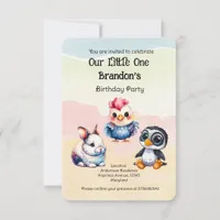 Wild One Happy Fun Woodland Animals Watercolor Invitation