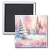 Pink Winter Wonderland Christmas  Magnet