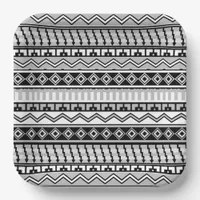 Southwestern Black and White Geometric Patterns Paper Plates