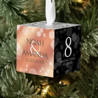 Elegant 8th Bronze Wedding Anniversary Celebration Cube Ornament