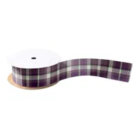 Tartan Pattern Eggplant and Green ID210 Satin Ribbon