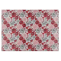 Doodle Art Style Red Pink Roses Hearts Valentine's Cutting Board