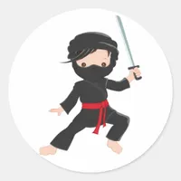 Ninja Cartoon Classic Round Sticker