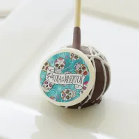 Sugar Skulls and Swirls Rose Turquoise ID725 Cake Pops