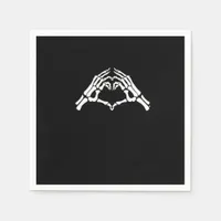 Skeleton Heart And Hands Sign Napkins