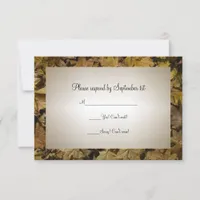Yellow Fallen Leaves Wedding RSVP Response Card