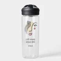 Abstract Line Art Face Live Simply Dream Big Name Water Bottle