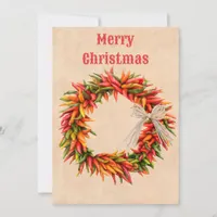 Southwest Chile Ristra Wreath Flat Christmas Card