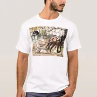 Two Horse Team Mixed Media Collage T-Shirt