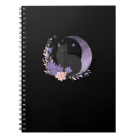 Cat Witchy Moon Flowers Pastel Goth Goblincore Notebook