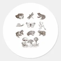 Cottagecore Aesthetic Mushroom Academia Frog Gobli Classic Round Sticker