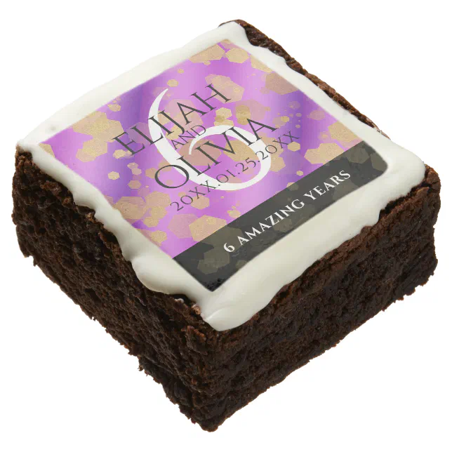 Elegant 6th Amethyst Wedding Anniversary Brownie