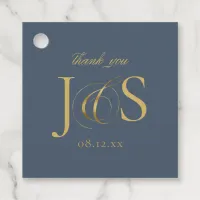 Simple Elegance Wedding Initials Blue ID1022 Favor Tags