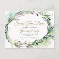 Olive Leaf Watercolor Frame/Save The Date Postcard