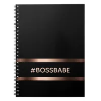 Black stylish bronze bossbabe college ruled notebook