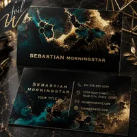 Midnight Teal Abstract Foil Business Cards